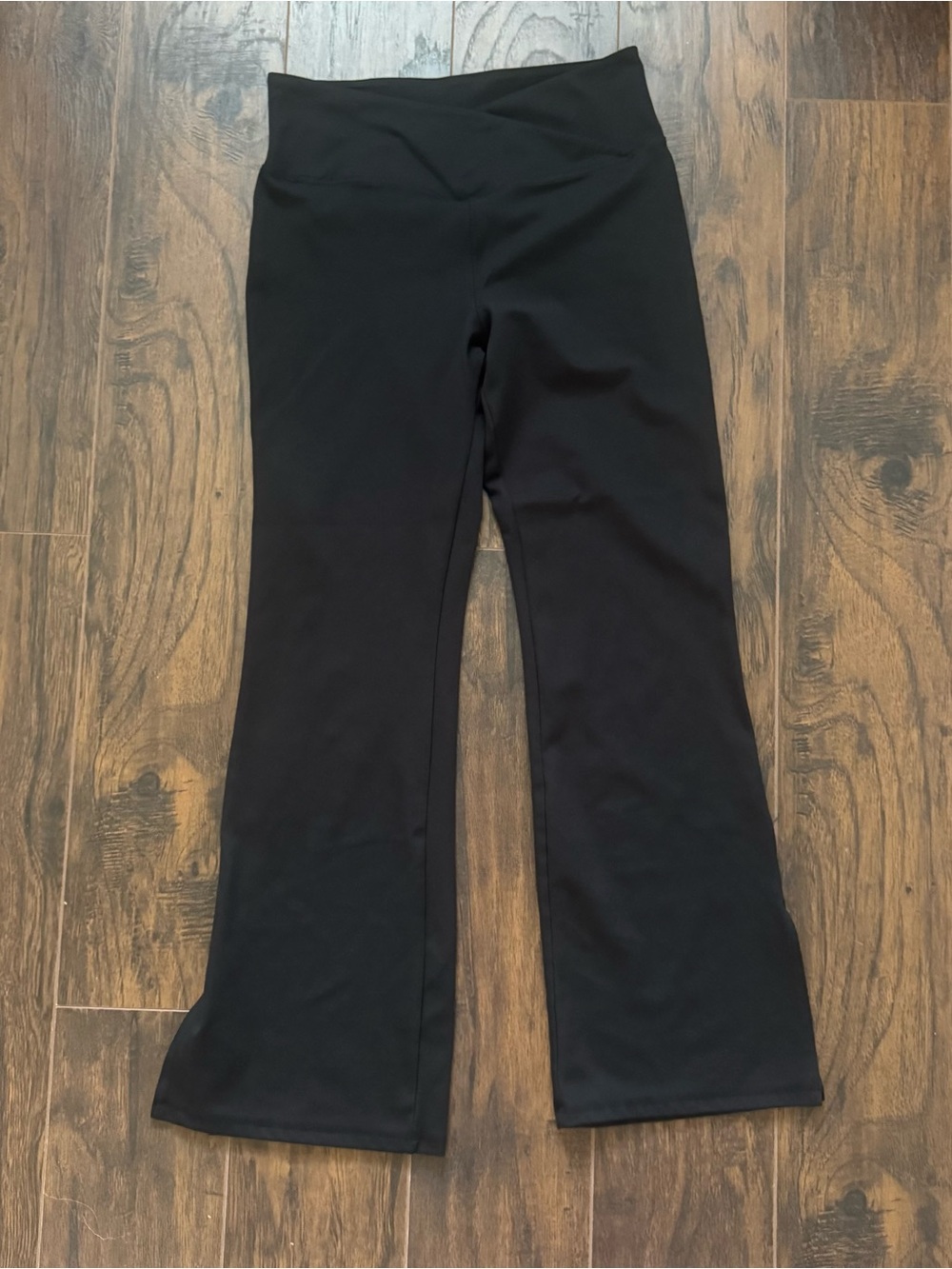 DANSKIN Black Large Salt Slit Flare Athletic Pant